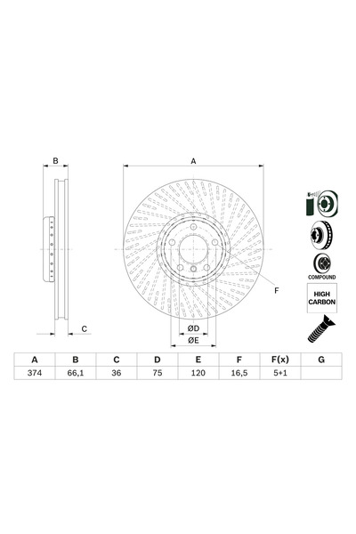 Bosch Disc Frana Bmw 5 Gran Turismo/7