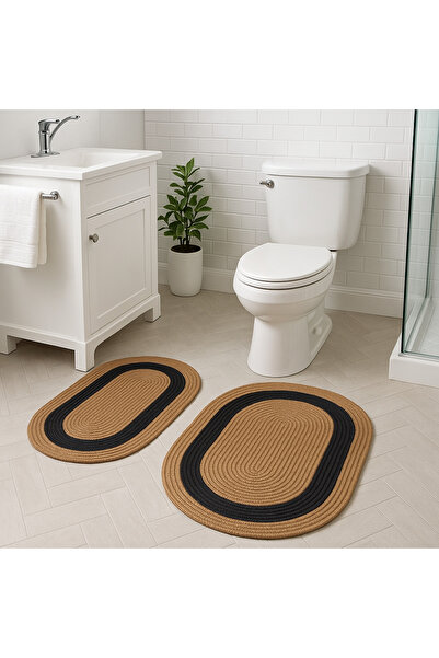 odiyo طقم حمام من الخيزران، طقم سجادة حمام، سجادة، طقم سلة، 60x80/40x50