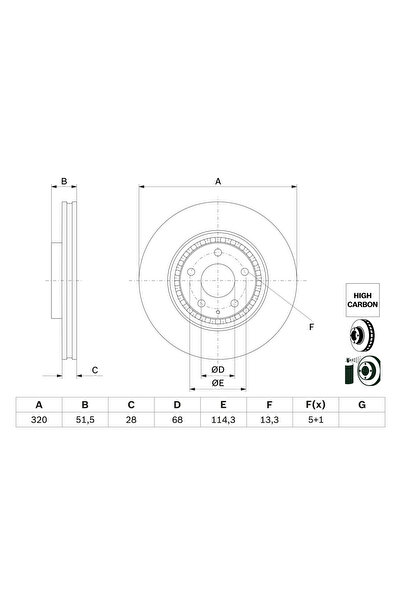 Bosch Set Discuri Frana Mazda 6/Cx-5/Cx-9 2012-2020