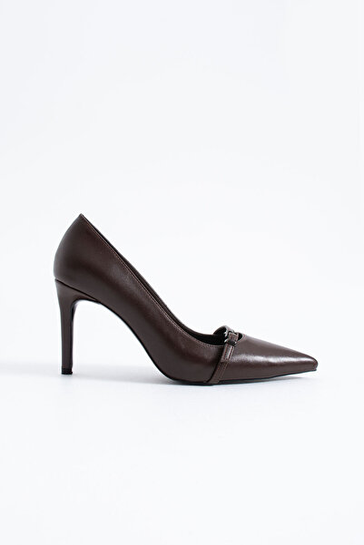 Siena Shoes Zarte Kadın Stiletto Toka Detaylı Topuklu Ayakkabı Kahve