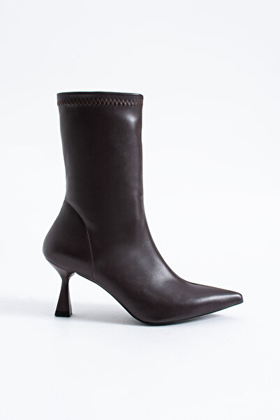 Siena Shoes Zlatan Kadın Streç Topuklu Bot Kahve