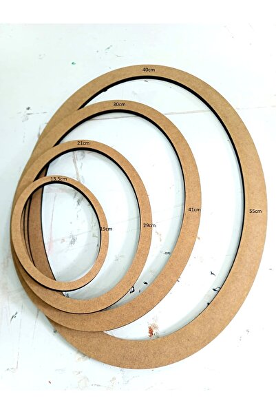 GÖK LAZER TASARIM 4 adet Farklı boyutlarda Oval Boş Çerçeve 8mm MDF Boyanabil...
