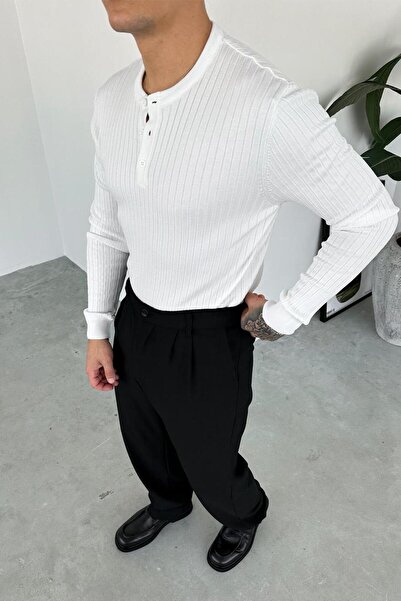 HAFKAGİYİM Μακρυμάνικο μπλουζάκι με λευκό γιακά με κουμπιά