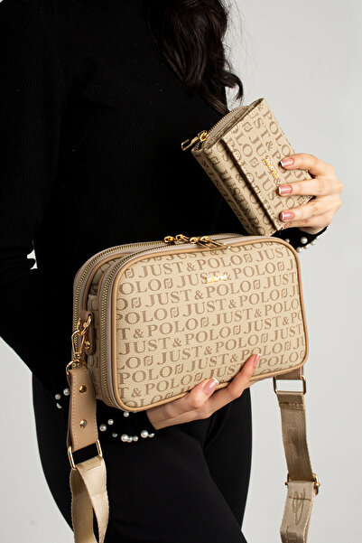 WEST POLO CÜZDAN Women's Waterproof Printed Patterned 5 Compartment Crossbody Bag Shoulder Bag and Wallet Combination Try3502