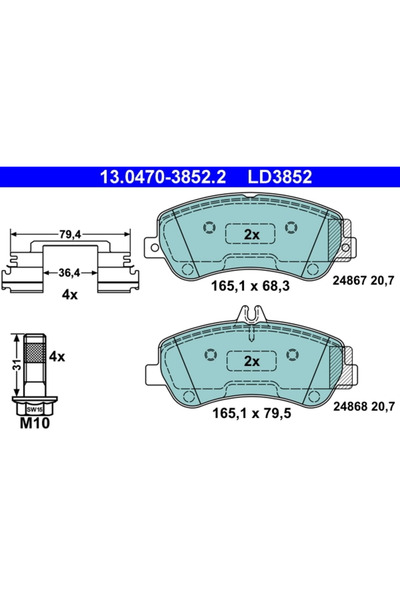 Ate Set Placute Frana Frana Disc Mercedes-Benz Glk-Class 2008-2015