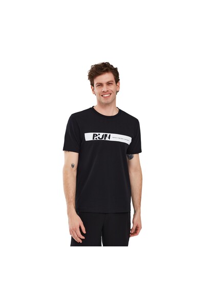 SKECHERS Ανδρικό μπλουζάκι μαύρο γραφικό μπλουζάκι M κοντό μανίκι S241009-001