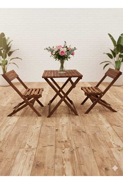 Katlanır ahşap bahçe balkon takımı