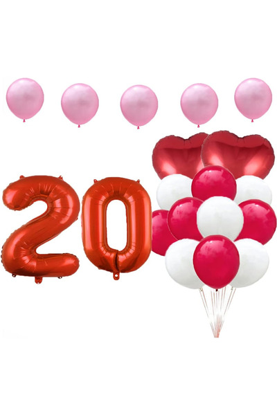 Whimlets Set de 17 baloane pentru aniversarea de 20 de ani, 15 baloane latex,...