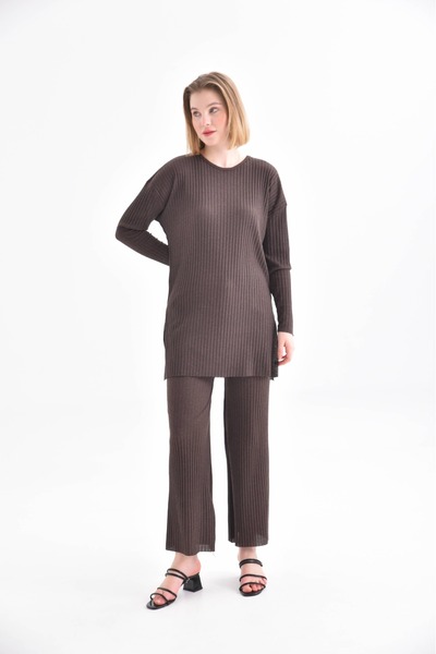 MyRia Ribbed Camisole Top and Bottom Set Brown