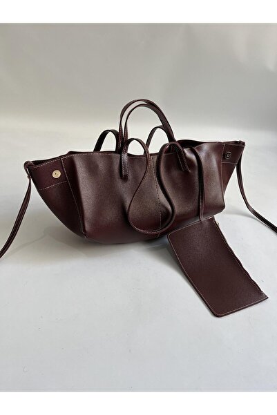 Mia Collection Large Size Marino Model Hand and Women's Shoulder Bag Claret Red