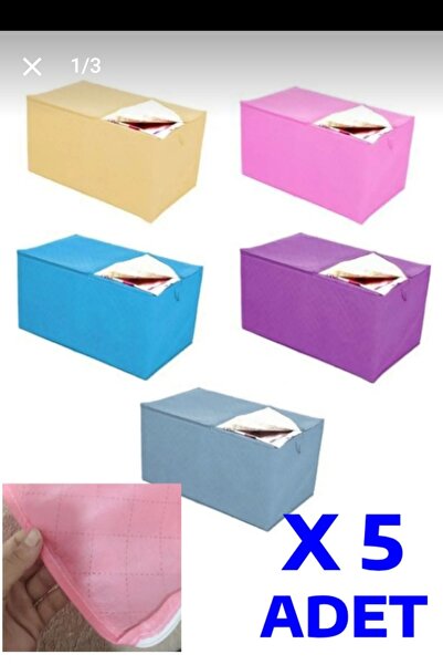 taşkınev home 5 Adet Hurç Yorgan Hurcu 100x50x40 Cm Büyük Boy Kapitoneli Elyaflı Baza Altı Yorgan Boy