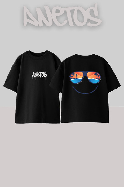 Anetos Rucsac de design Holiday Gozlugu cu imprimeu Bumbac Negru supradimensi...