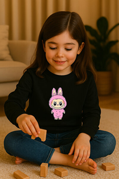 SVART WEAR سويت شيرت للأطفال مطبوع عليه Labubu مصنوع من القطن بنسبة 100% مضحك...