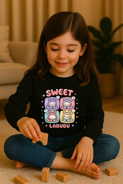 SVART WEAR Labubu Печатана детска блуза 100% памук Funny Fancy