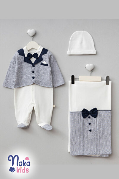 Naka Concept طقم خروج من المستشفى للأطفال الرضع من سموكين مكون من 3 قطع – أزر...