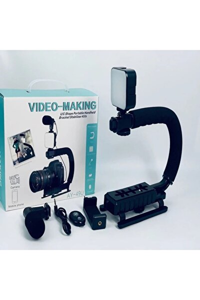 OEM Kit vlogging complet pentru camera, telefon, trepied in forma de U, telecomanda bluetooth, microfon,