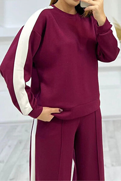 CyRo MODAL KUMAŞ YANI ŞERİTLİ GENİŞ PAÇA EŞOFMAN TAKIM