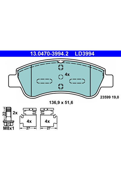 Ate Комплект накладки за дискови спирачки Citroen Berlingo / Berlingo First M...