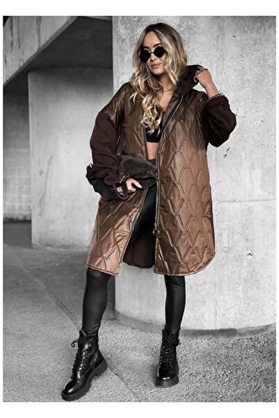 Butik Ayseba معطف نسائي إيطالي مبطن بقلنسوة وسحاب