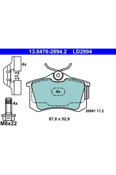 Ate Set Placute Frana Frana Disc Audi A3 Seat Cordoba/Ibiza 2/Ibiza 4