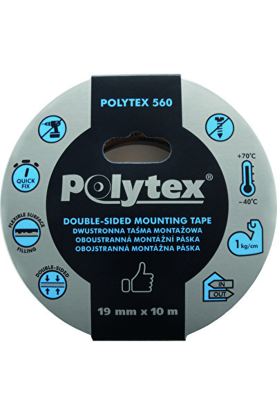 Other Bandă dublu adezivă de montare albă Polytex 560 19 mm x 11 mm x 10 m