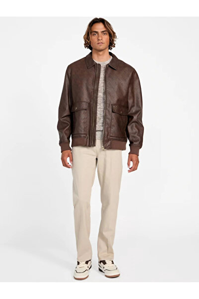 Guess Monogram Men's Brown Jacket M5Yl01Wguc0-P1Ko