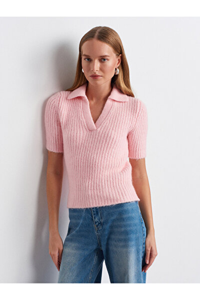 Dilvin 10814 Wool Blend Knitwear Sweater-Pink