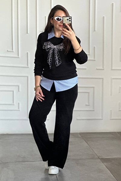 Yağmur Butik Beli Lastikli Kadife Bol Paça Pantolon