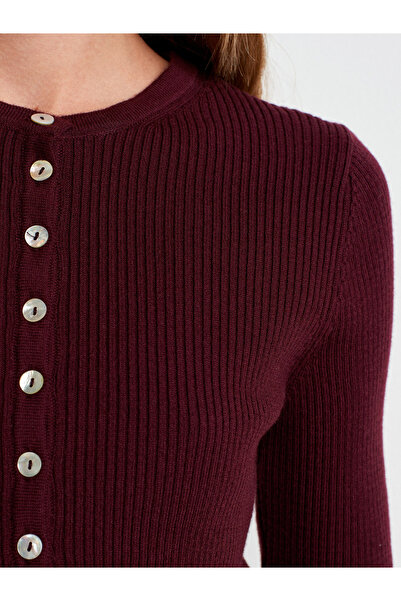 Dilvin 10819 Wool Blend Thin Knitwear-Burgundy M.