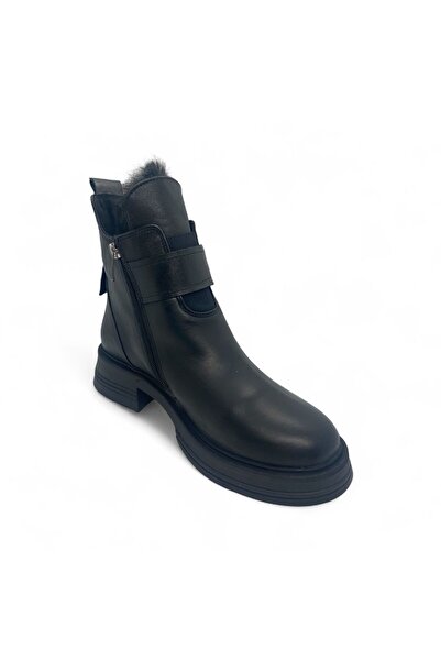 Stepka Shoes Giral Hakiki Deri Bantlı Kadın Yarım Bot
