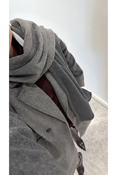 My Blog Dlouhý kabát s antracitovým šátkem - 85163