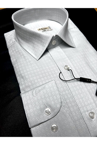 Chamis Tessitura Monti Regularfit Light Grey Dobby Oxford Classic Collar Shirt
