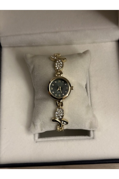 QUARTZ Stone Detailed Vintage Wristwatch in Gift Box
