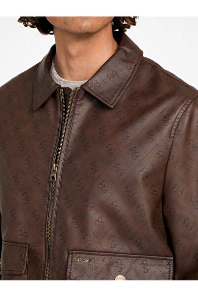Guess Monogram Men's Brown Jacket M5Yl01Wguc0-P1Ko