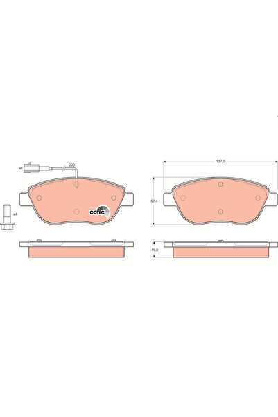 TRW Set Placute Frana Frana Disc Abarth 500 / 595 / 695 Fiat Bravo 2/Idea/Linea