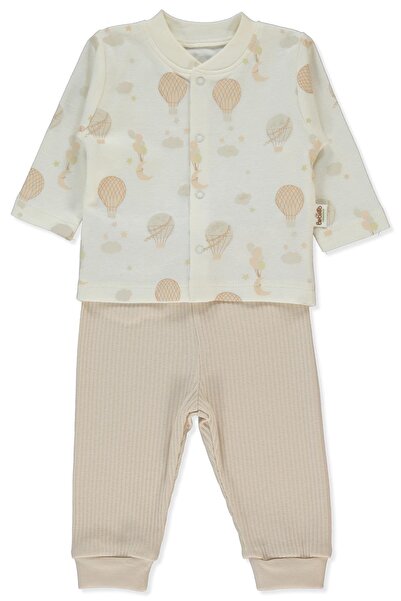 Bebetto طقم بيجامة كاشكورس عضوي بدون جوارب مكون من قطعتين (عضوي ولد من الحب) بيج