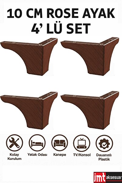 İMT AKSESUAR Rose 10 cm Mobilya Kanepe Sehpa Tv Ünitesi Koltuk ve Konsol Ayağı