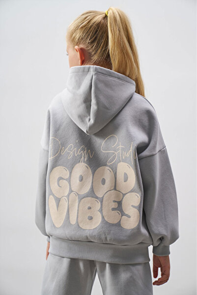 Beniizle Σετ με κουκούλα με στάμπα, τσέπη καγκουρό και 3 κλωστές με ανάγλυφο σχέδιο