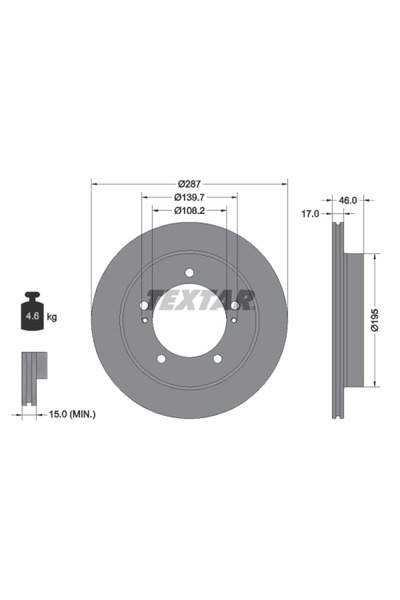 TEXTAR Disc Frana Santana 300/350 Suzuki Jimny Autoturism De Teren, Inchis