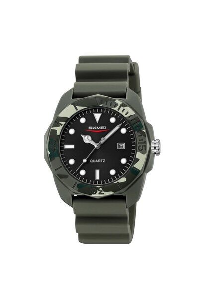 Skmei 2393 Men's Watch Green-Camouflage – Silicone Strap, Sport Design, 5ATM Water Resistant