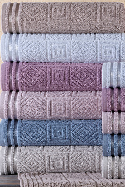 HRN Textile 12-Piece Cotton Low Twist 50X90 cm Towel Set - Soft and Absorbent