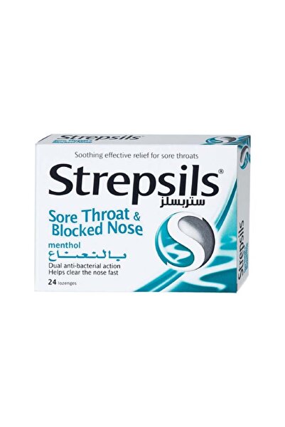STREPSİLS Sore Throat & Blocked Nose Menthol Lozenges
