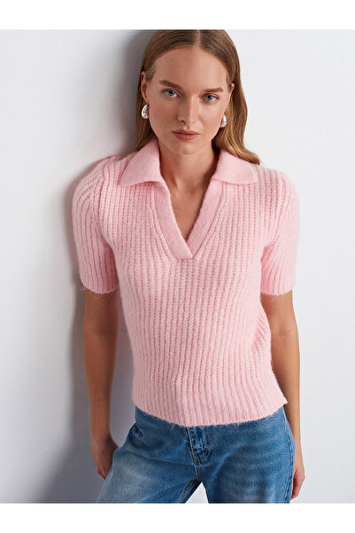 Dilvin 10814 Wool Blend Knitwear Sweater-Pink