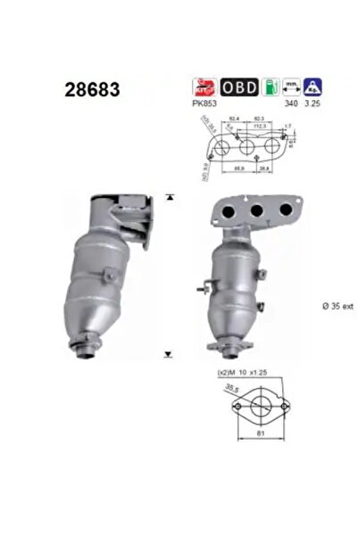 As Catalizator Citroen C1 Peugeot 107 2005-2014