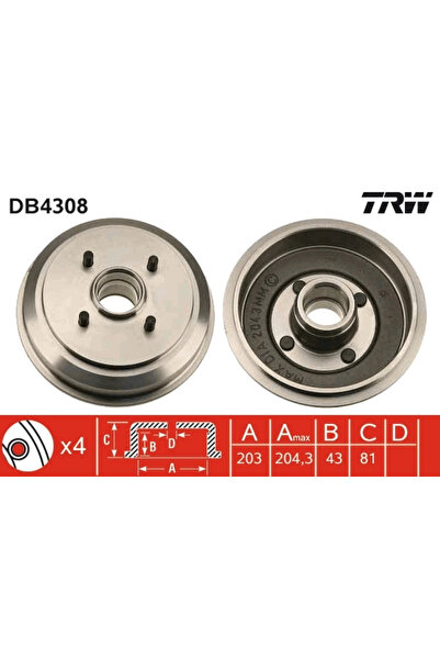 TRW Tambur Frana Ford Fiesta 4/Fiesta 5/Fiesta Caseta/ Ford Australia Fiesta