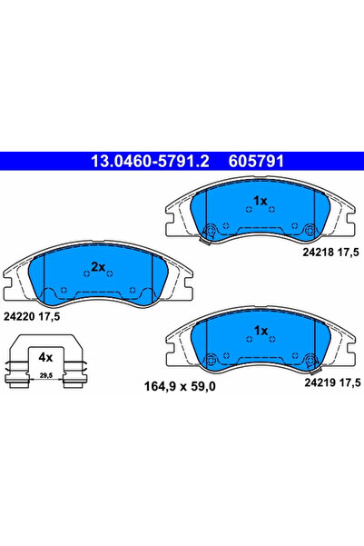 Ate Комплект спирачни накладки за дискови спирачки Kia Cerato 1