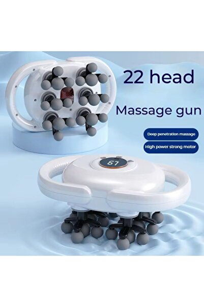 Tradeo مسدس تدليك لاسلكي محمول مزود بـ 22 رأسًا وضوء الأشعة تحت الحمراء لتخفي...