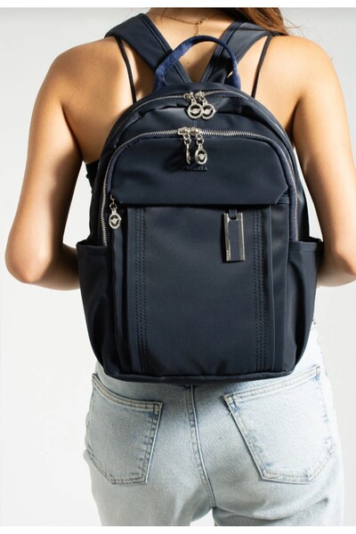 eflanmoda Rucsac Mega Satin cu mai multe compartimente, dimensiuni 36x26