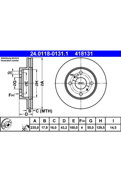 Ate Disc Frana Toyota Echo Limuzina/Vios / Soluna Vios/Yaris
