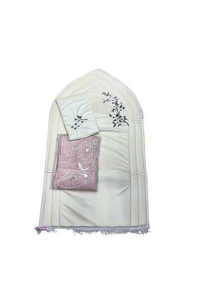 Gerenic طقم سجادة صلاة اسفنج مبطن مطرز مع شرشف صلاة مطرز مكسر خامة باردة ممتا...